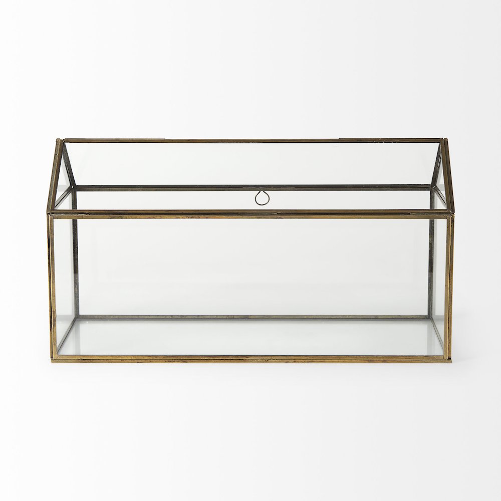 16L X 6W X 9H Gold Glass Terrarium Box
