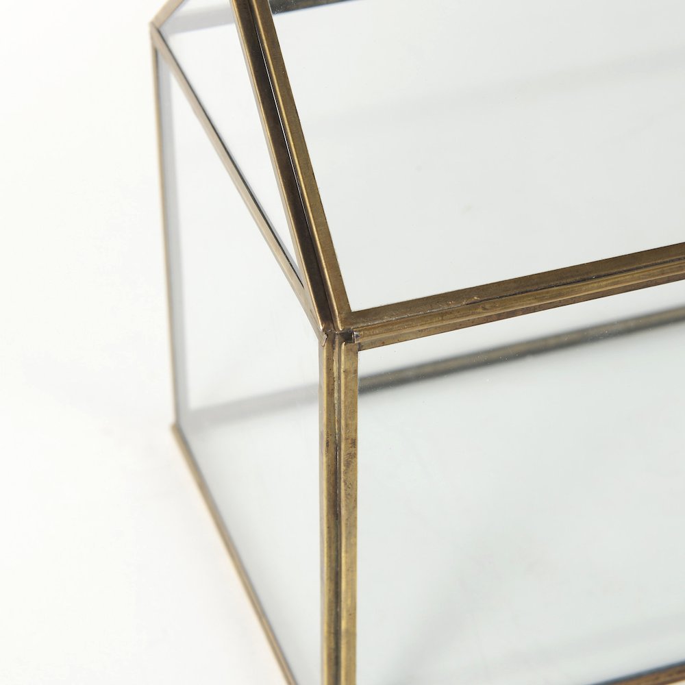16L X 6W X 9H Gold Glass Terrarium Box