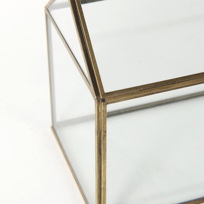 16L X 6W X 9H Gold Glass Terrarium Box