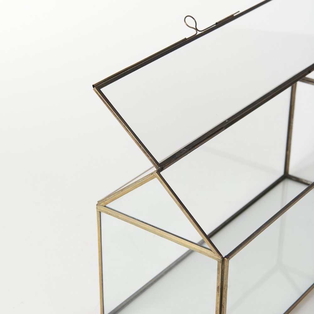 16L X 6W X 9H Gold Glass Terrarium Box