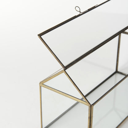 16L X 6W X 9H Gold Glass Terrarium Box
