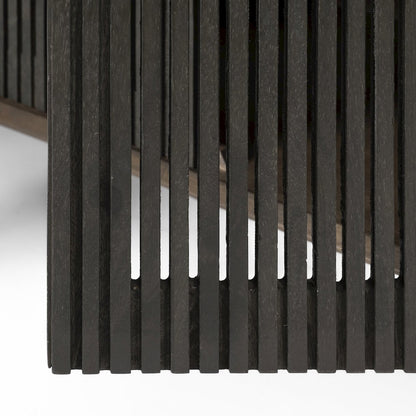 Grace Two-Toned Brown Solid Wood TV Stand Media Console with Slated Doors