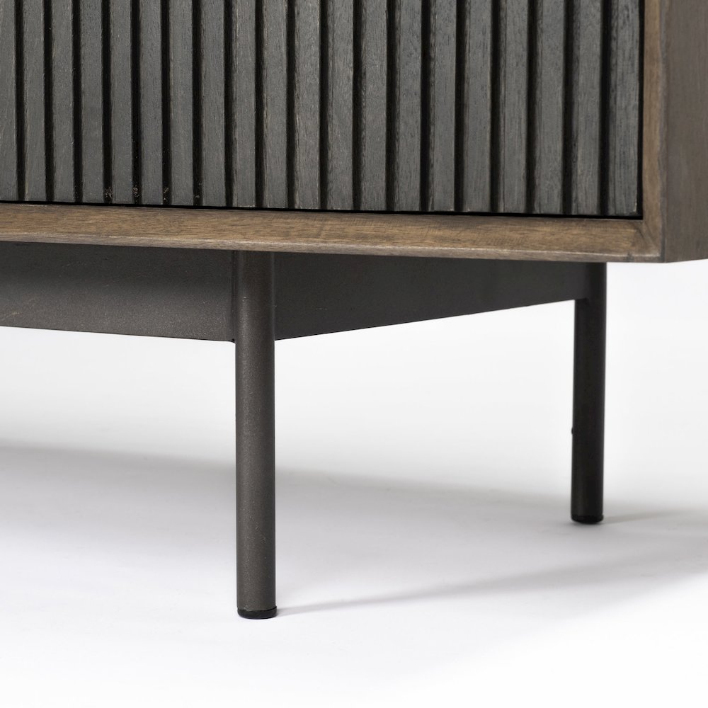 Grace Two-Toned Brown Solid Wood TV Stand Media Console with Slated Doors