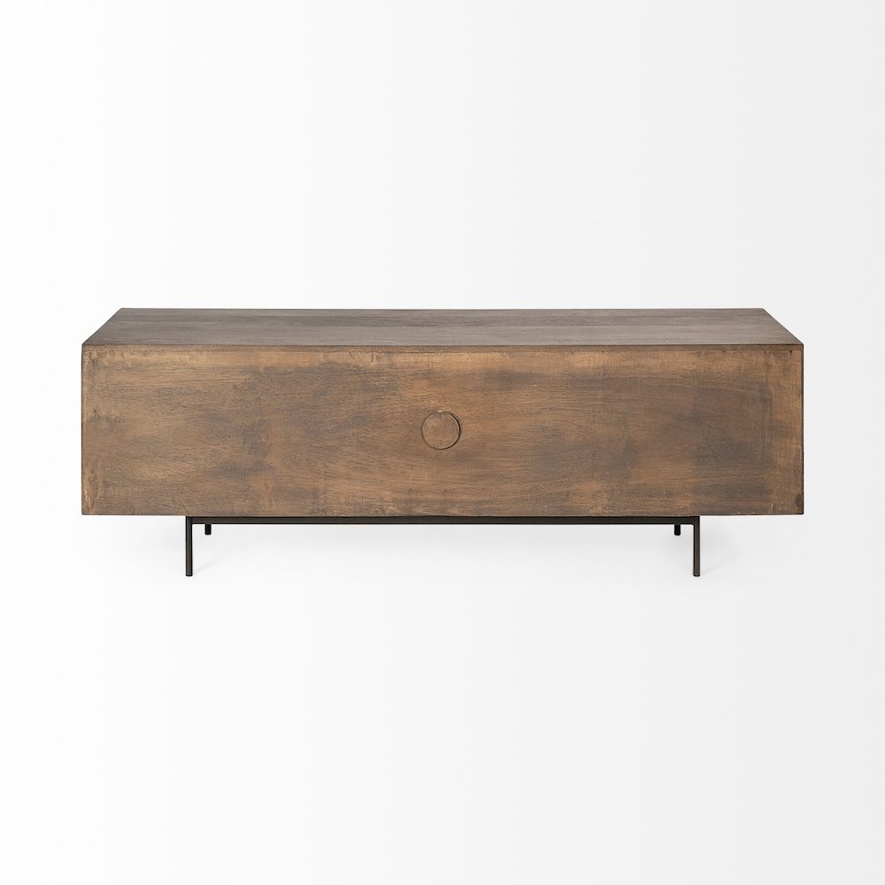 Grace Two-Toned Brown Solid Wood TV Stand Media Console with Slated Doors