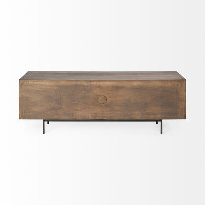 Grace Two-Toned Brown Solid Wood TV Stand Media Console with Slated Doors