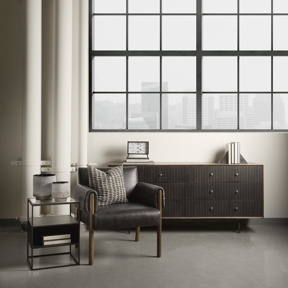 Grace 70Wx18.5Lx31.25H Two-Tone Brown Solid Wood 6 Drawer Sideboard