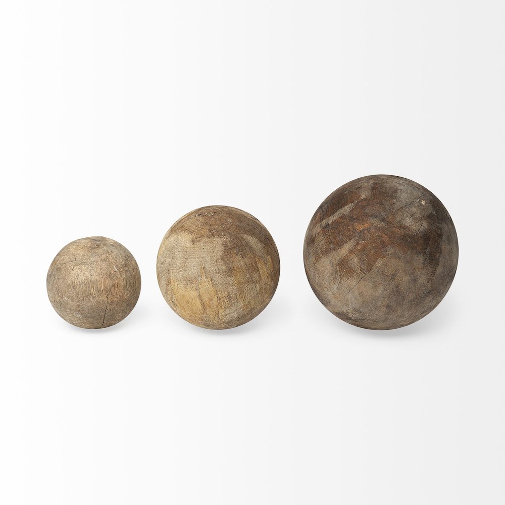 Carrick (Set of 3) Natural Wood Decorative Spheres