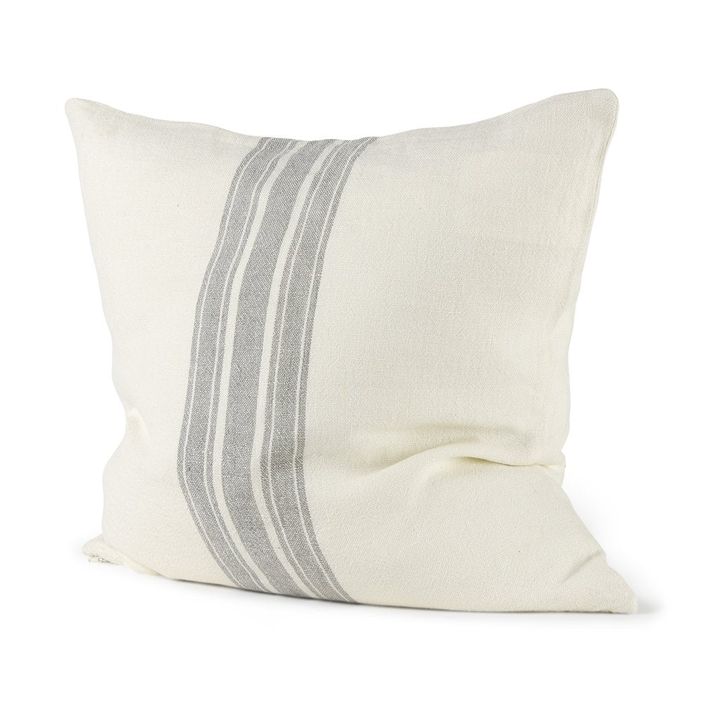 22 X 22 Cream With Gray Stripes Decorative Pillow Cover