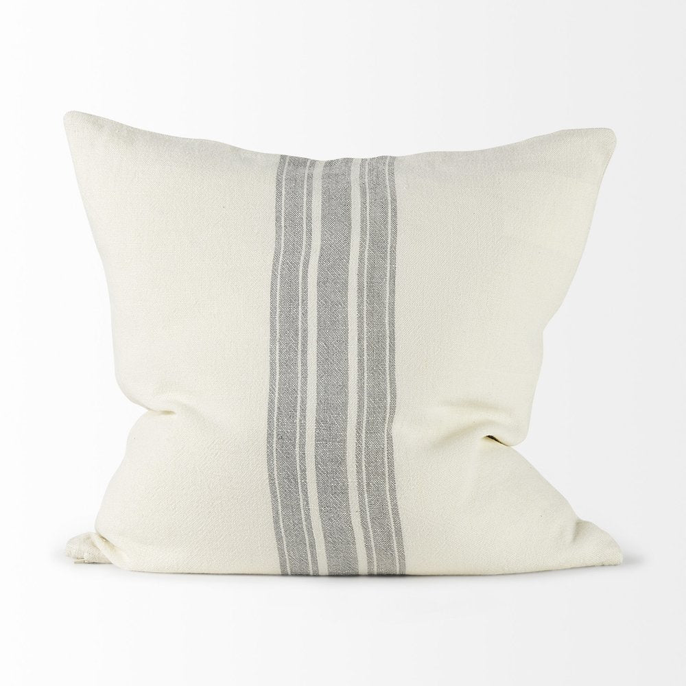 22 X 22 Cream With Gray Stripes Decorative Pillow Cover