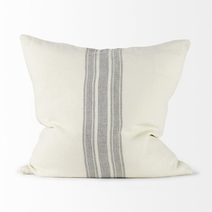 22 X 22 Cream With Gray Stripes Decorative Pillow Cover