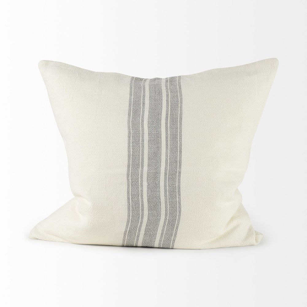 22 X 22 Cream With Gray Stripes Decorative Pillow Cover