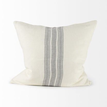 22 X 22 Cream With Gray Stripes Decorative Pillow Cover