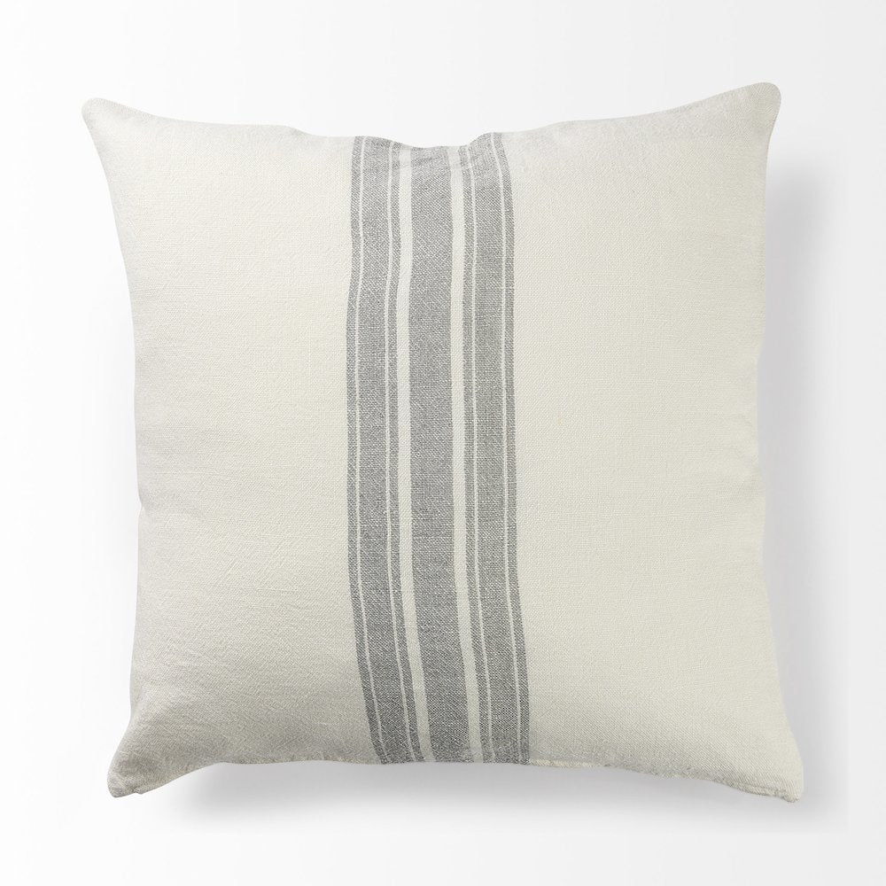 22 X 22 Cream With Gray Stripes Decorative Pillow Cover