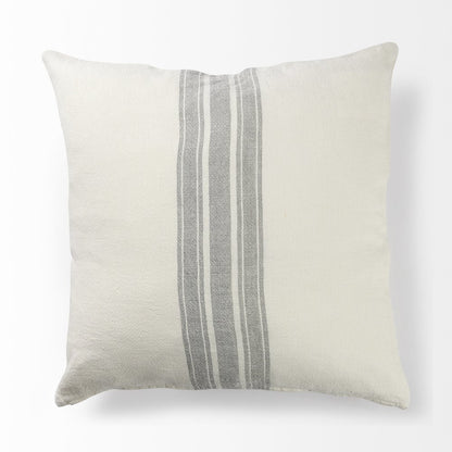 22 X 22 Cream With Gray Stripes Decorative Pillow Cover