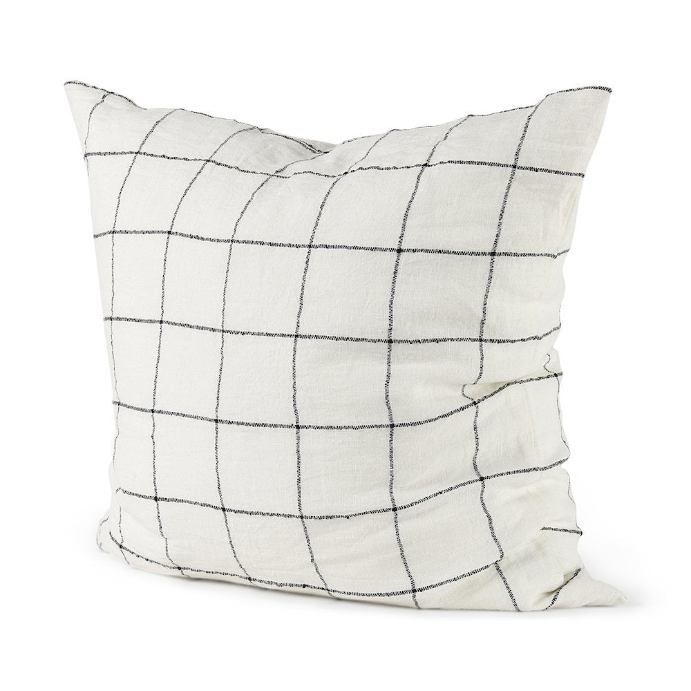 22 X 22 White/Black Square Pattern Decorative Pillow Cover