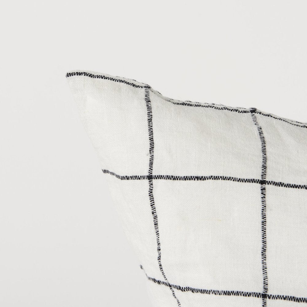 22 X 22 White/Black Square Pattern Decorative Pillow Cover