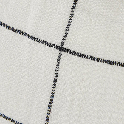 22 X 22 White/Black Square Pattern Decorative Pillow Cover
