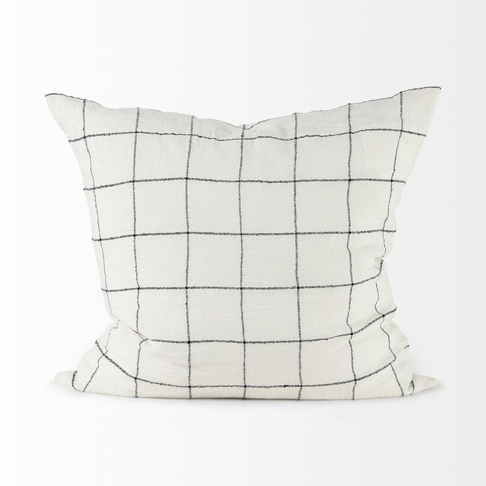 22 X 22 White/Black Square Pattern Decorative Pillow Cover