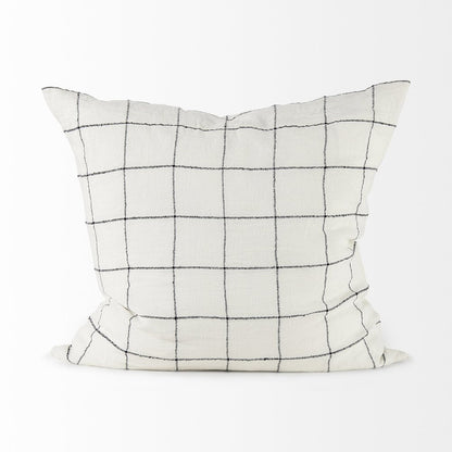 22 X 22 White/Black Square Pattern Decorative Pillow Cover