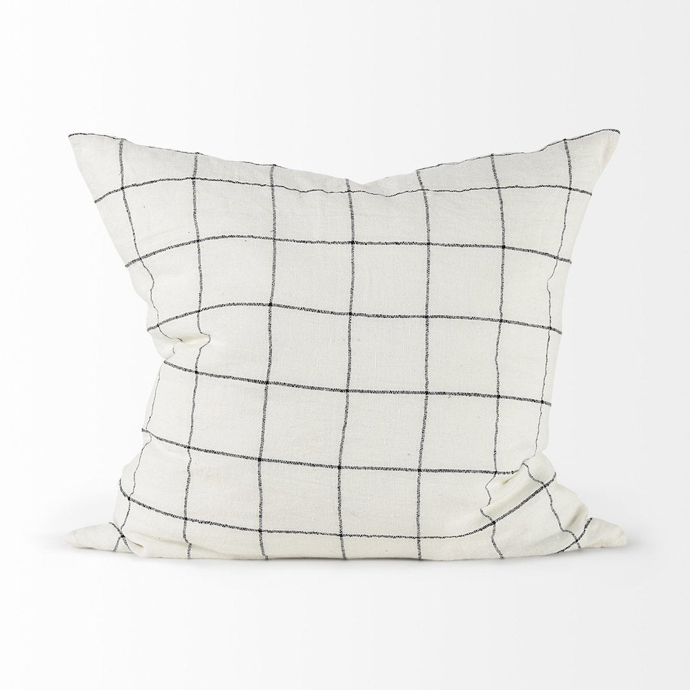 22 X 22 White/Black Square Pattern Decorative Pillow Cover