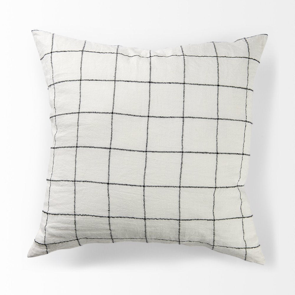 22 X 22 White/Black Square Pattern Decorative Pillow Cover