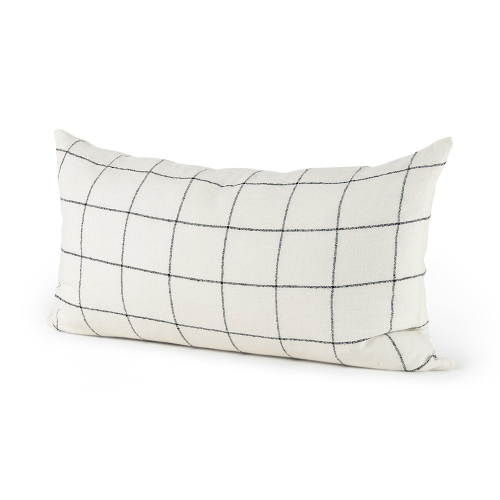 14 X 26 White/Black Square Pattern Decorative Pillow Cover