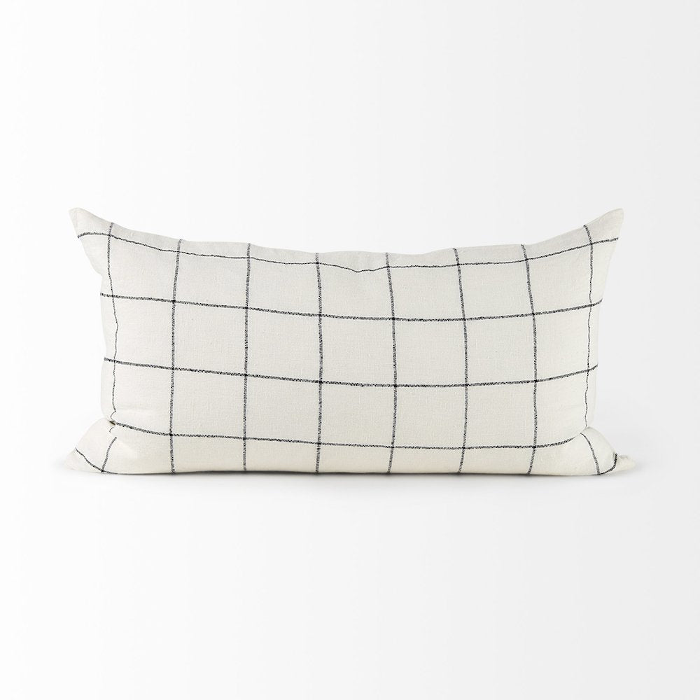 14 X 26 White/Black Square Pattern Decorative Pillow Cover