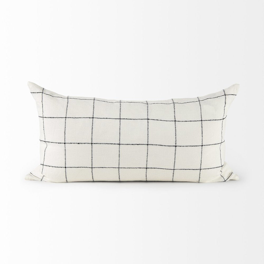 14 X 26 White/Black Square Pattern Decorative Pillow Cover