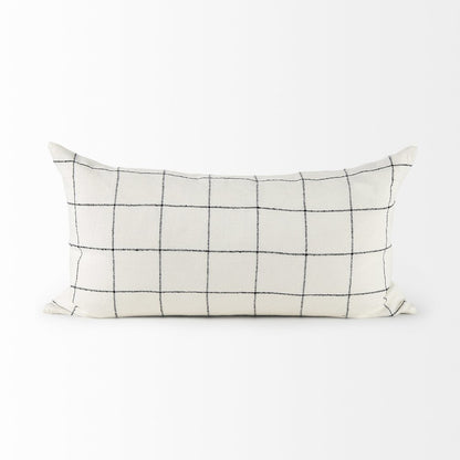 14 X 26 White/Black Square Pattern Decorative Pillow Cover