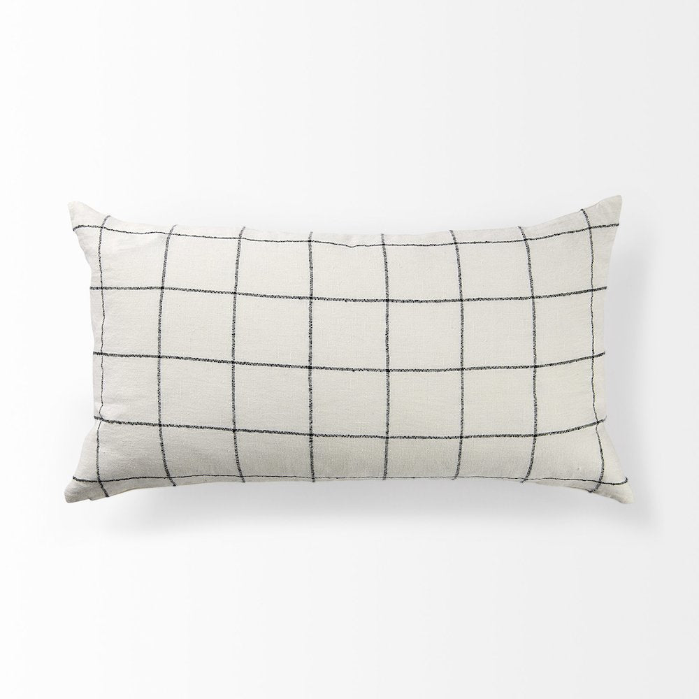 14 X 26 White/Black Square Pattern Decorative Pillow Cover