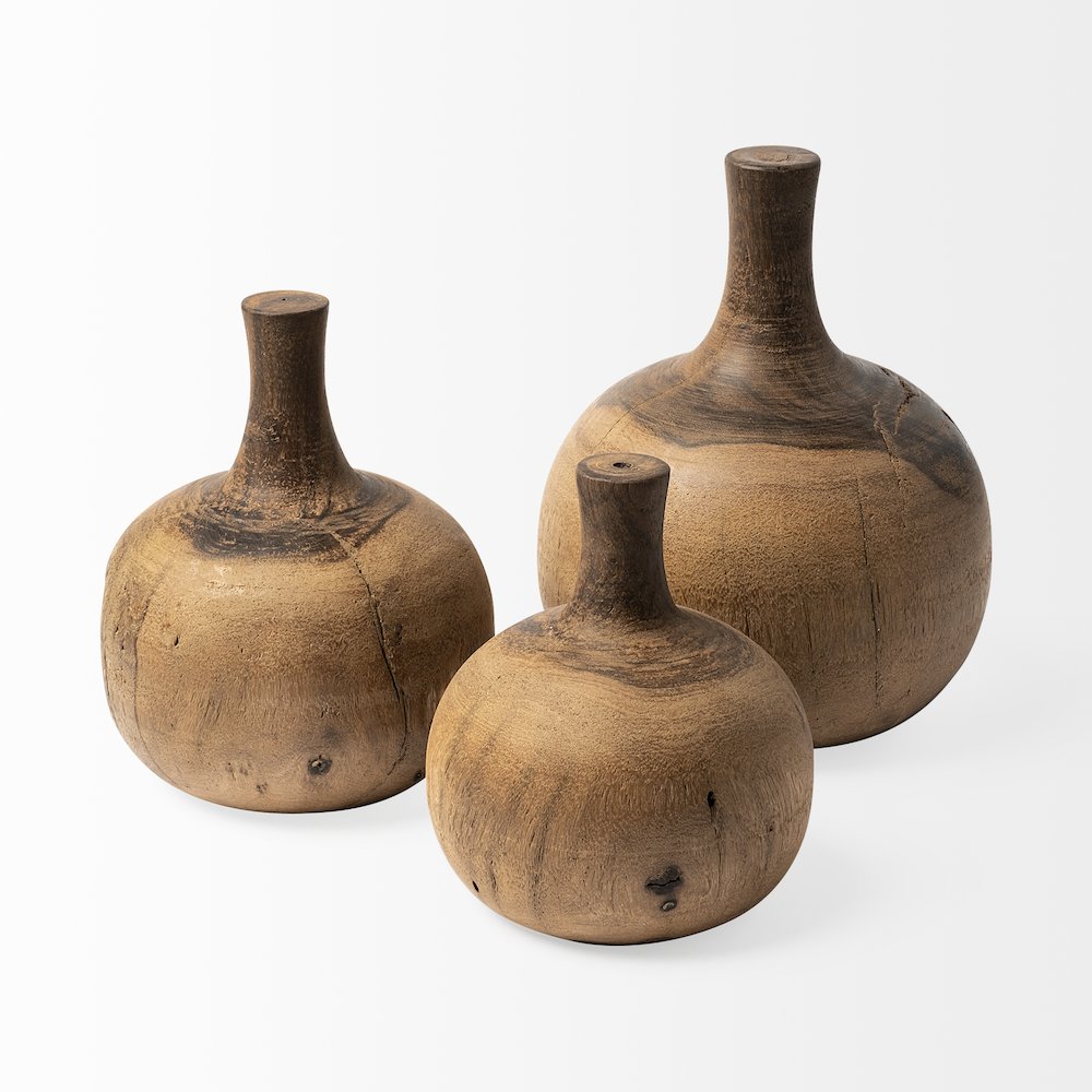 Afra Medium Solid Wood Vase Shaped Decorative Object