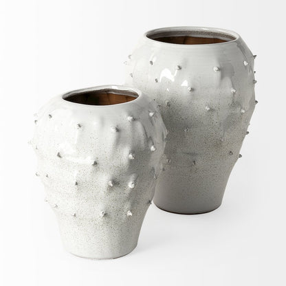 Julian Large Glossy White Ceramic Spoked Vase