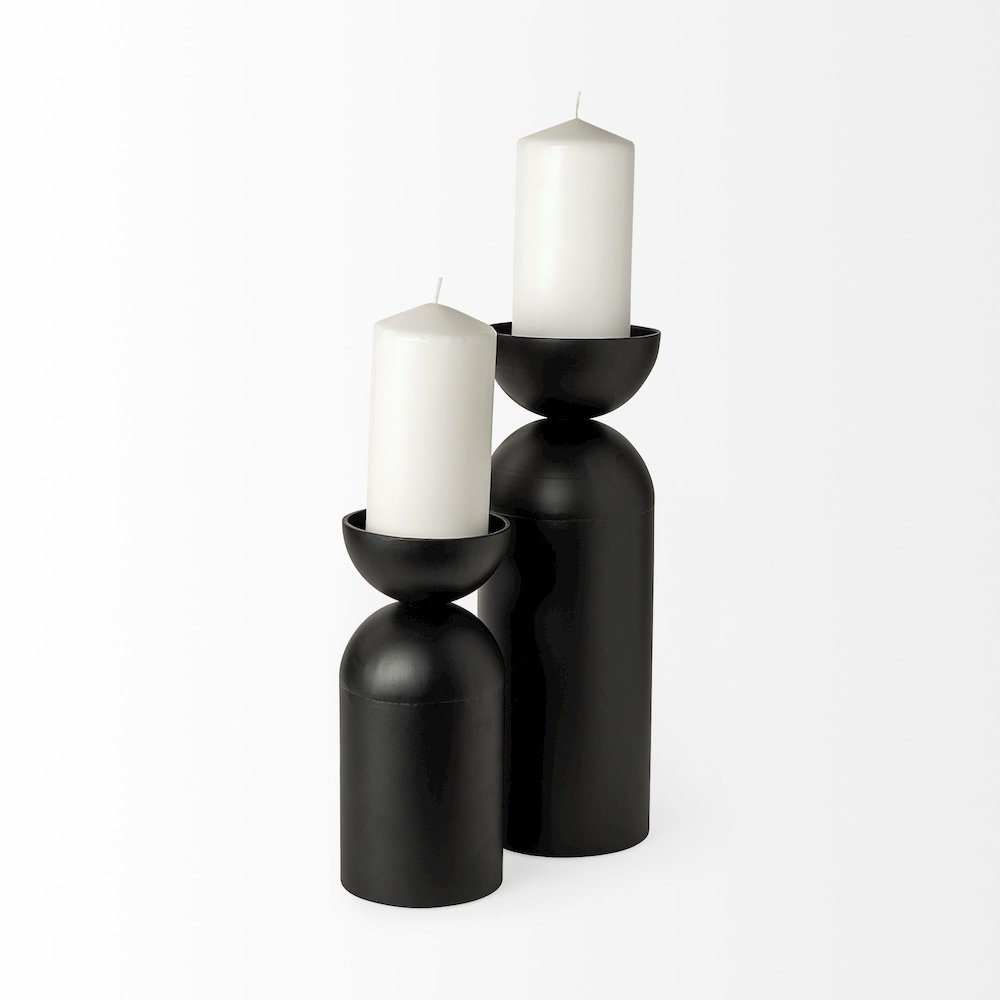 Alex Large Black Metal Cylindrical  Table Candle Holder