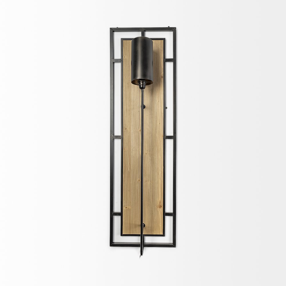 Cleo 16.9x57.1 Black Metal and Wood Rectangular Wall Sconce
