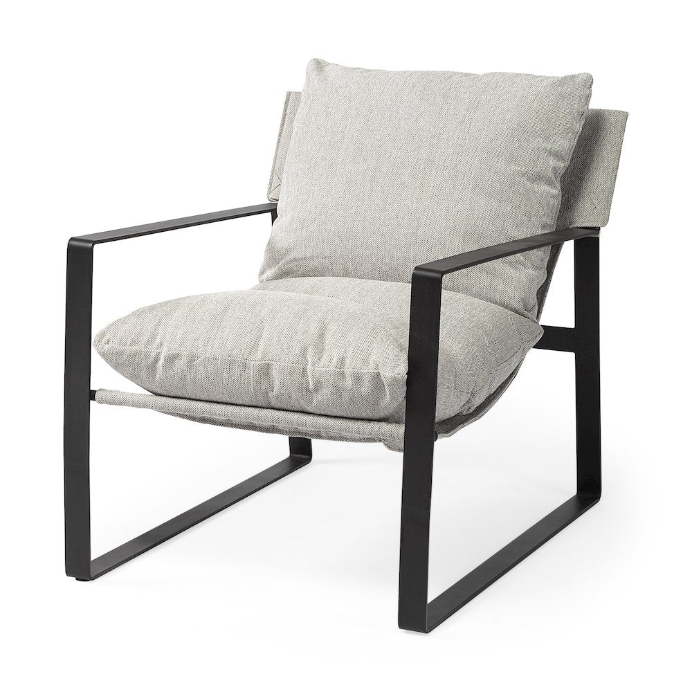 Frost Gray With Metal Frame Sling Accent Chair