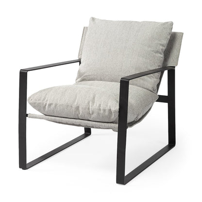 Frost Gray With Metal Frame Sling Accent Chair