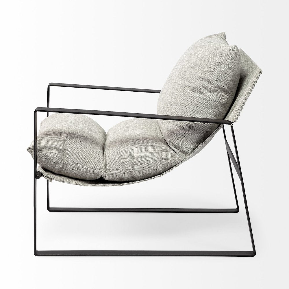 Frost Gray With Metal Frame Sling Accent Chair