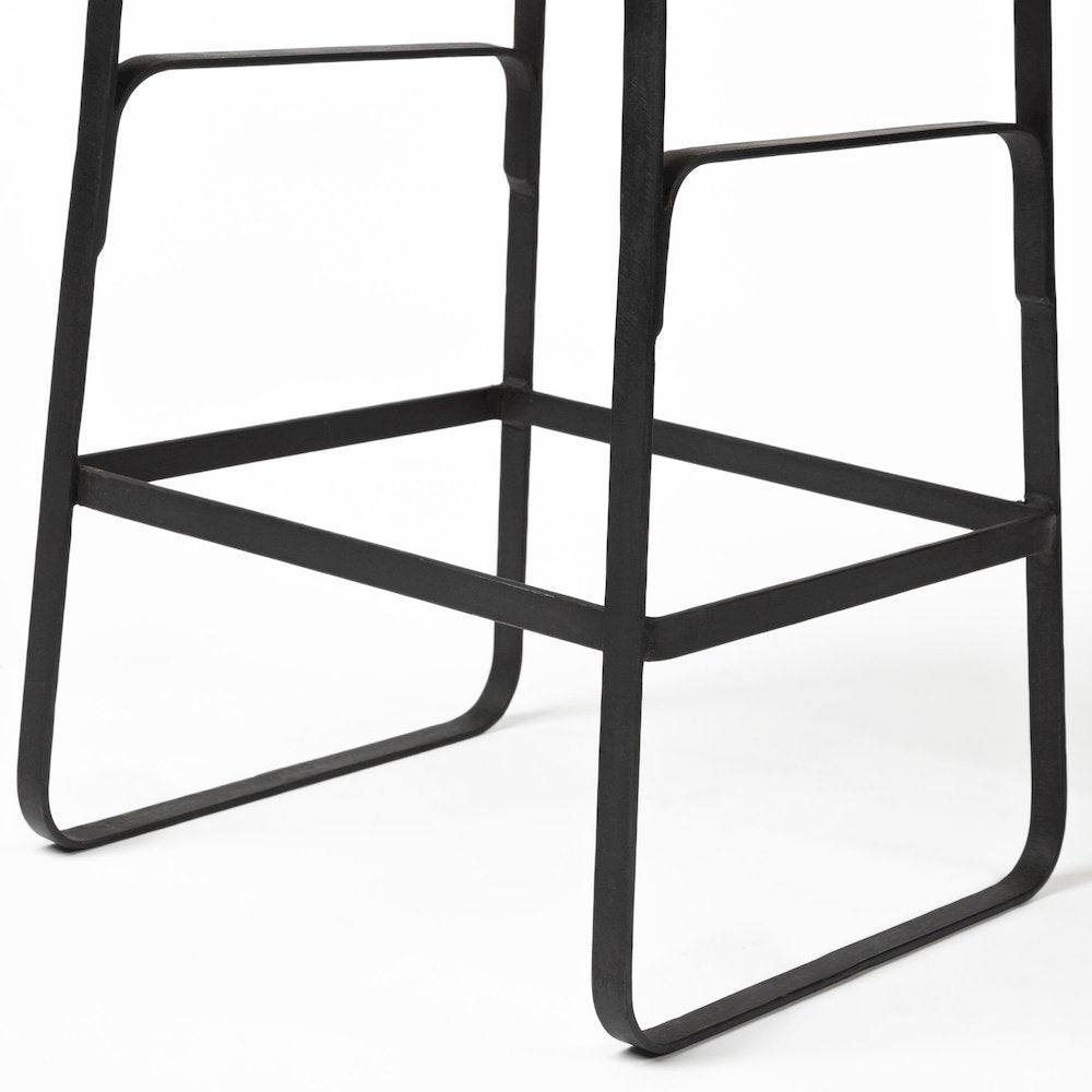 25" Seat Height Brown Wood Seat Black Metal Frame Counter Stool