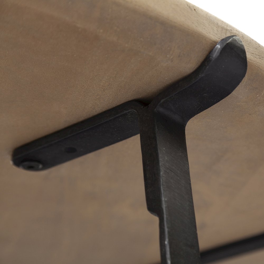 (Set Of 2) Brown Solid Wood Top Black Metal Base Nesting Coffee Tables