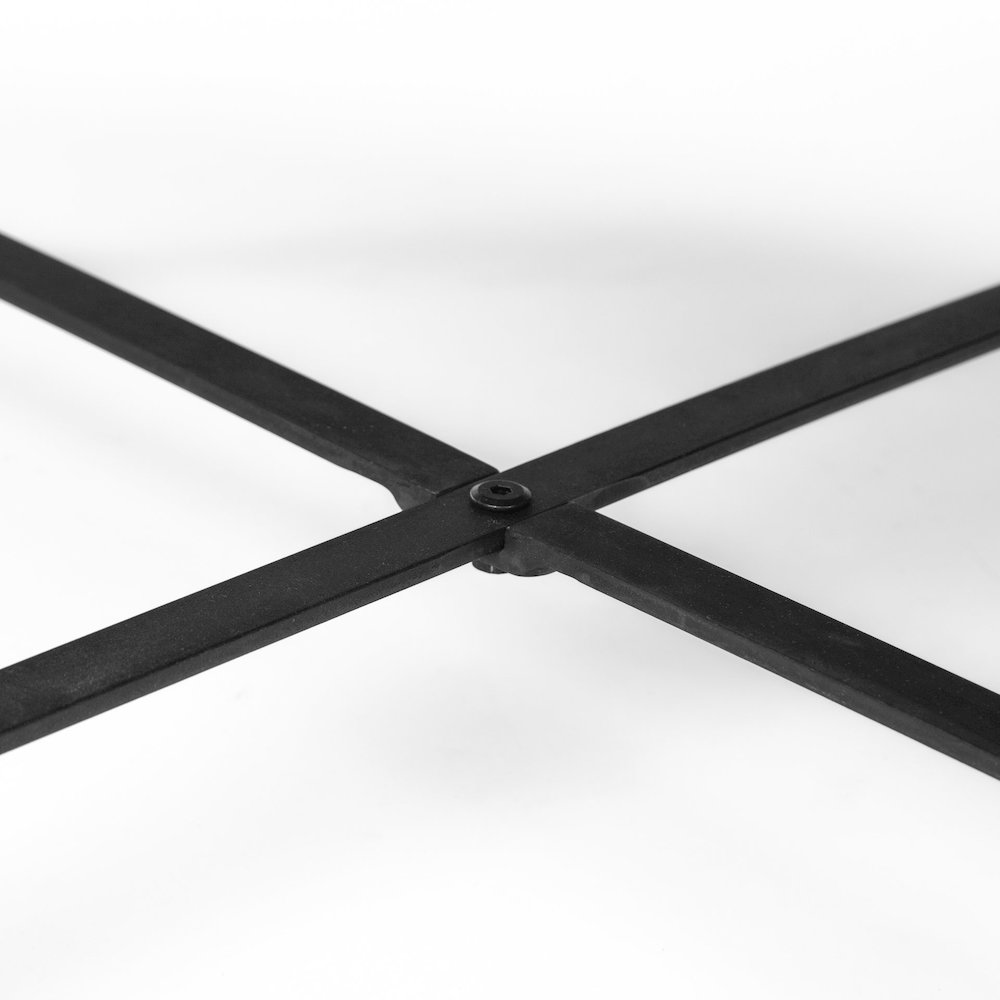 (Set Of 2) Brown Solid Wood Top Black Metal Base Nesting Coffee Tables