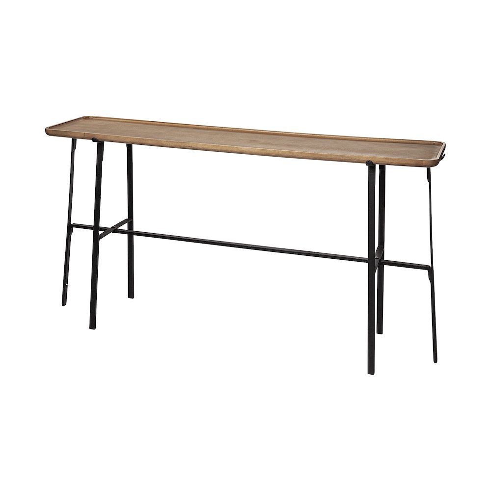 Rectangular Brown Raised Edge Top Console Table