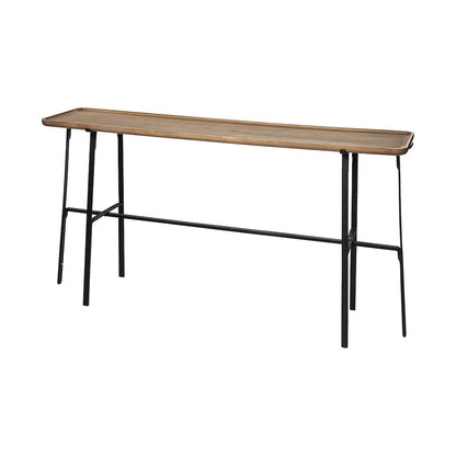 Rectangular Brown Raised Edge Top Console Table