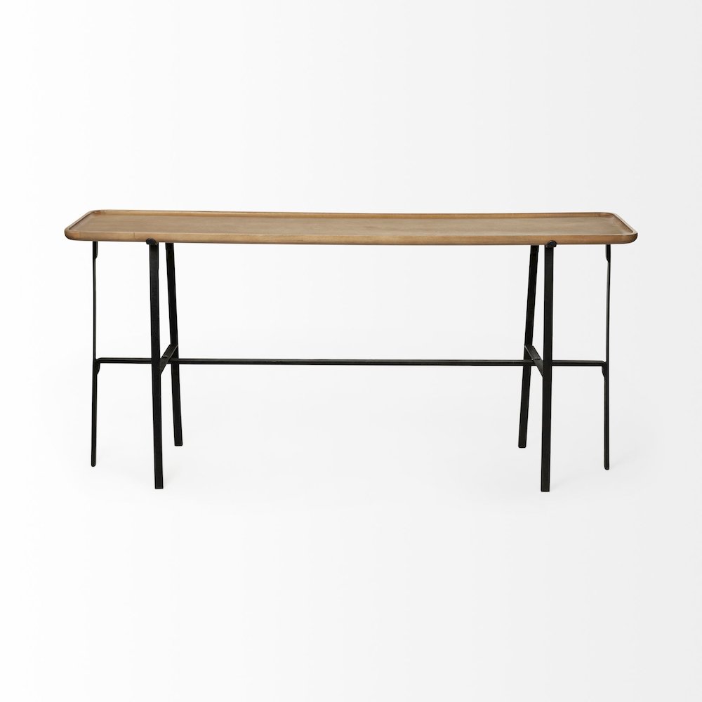 Rectangular Brown Raised Edge Top Console Table
