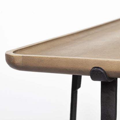 Rectangular Brown Raised Edge Top Console Table