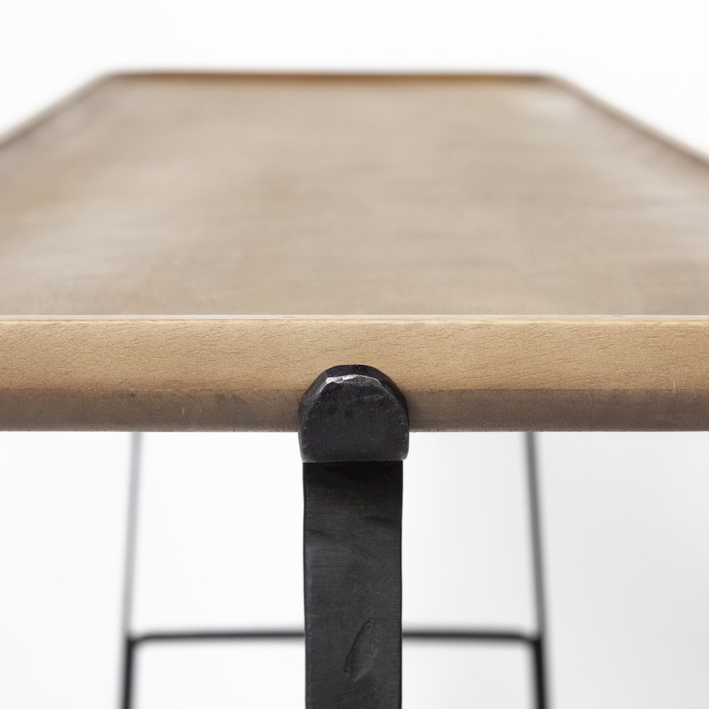 Rectangular Brown Raised Edge Top Console Table