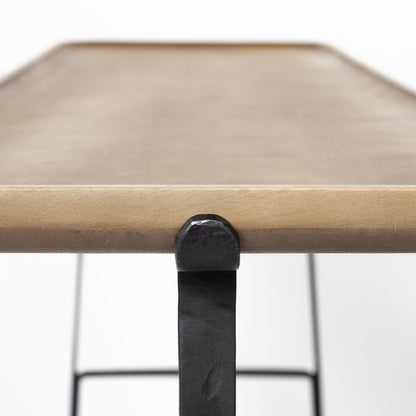 Rectangular Brown Raised Edge Top Console Table