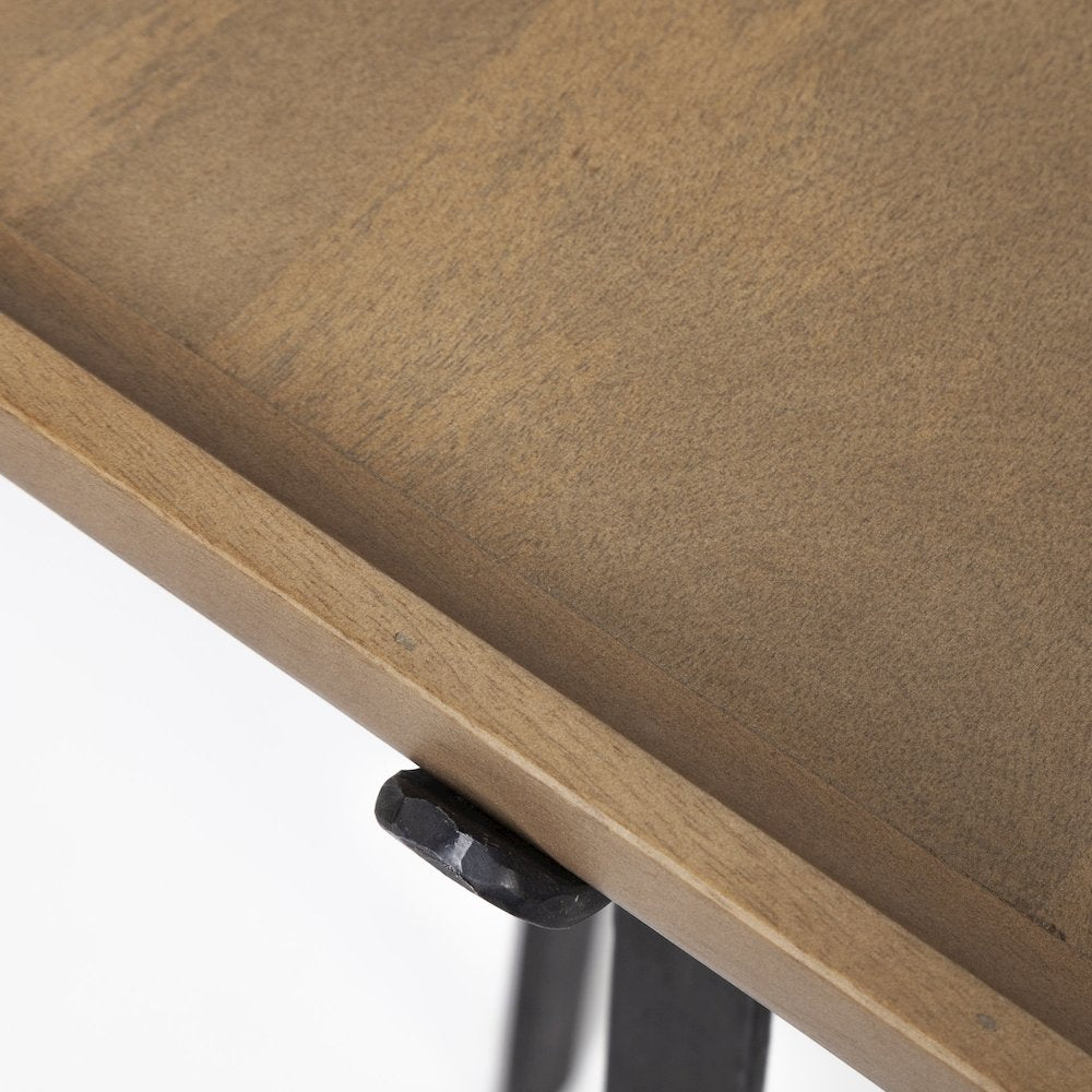Rectangular Brown Raised Edge Top Console Table