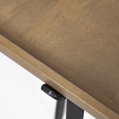 Rectangular Brown Raised Edge Top Console Table