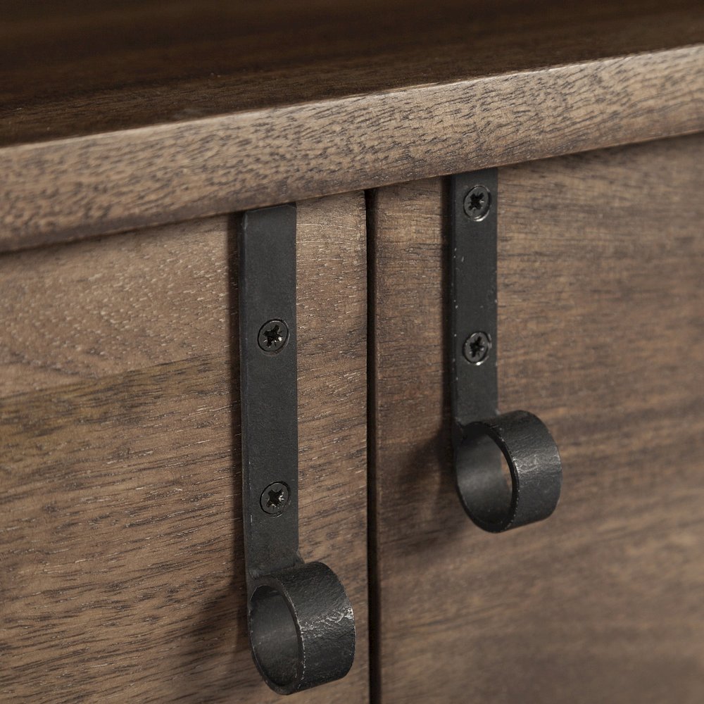 Glenn IV Dark Brown Wood Black Iron Frame Media Console Storage, TV Stand