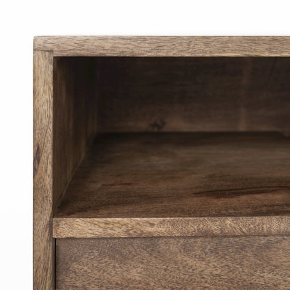 Glenn IV Dark Brown Wood Black Iron Frame Media Console Storage, TV Stand